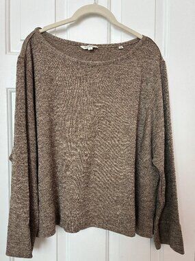 Max Studio Brown Marled Knit Oversized Dolman Sleeve Sweater